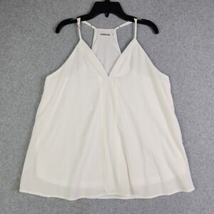 FOROLAV‎ Tank Top Womens Medium Ivory Stretch V-Neck Racerback Adjustable Strap